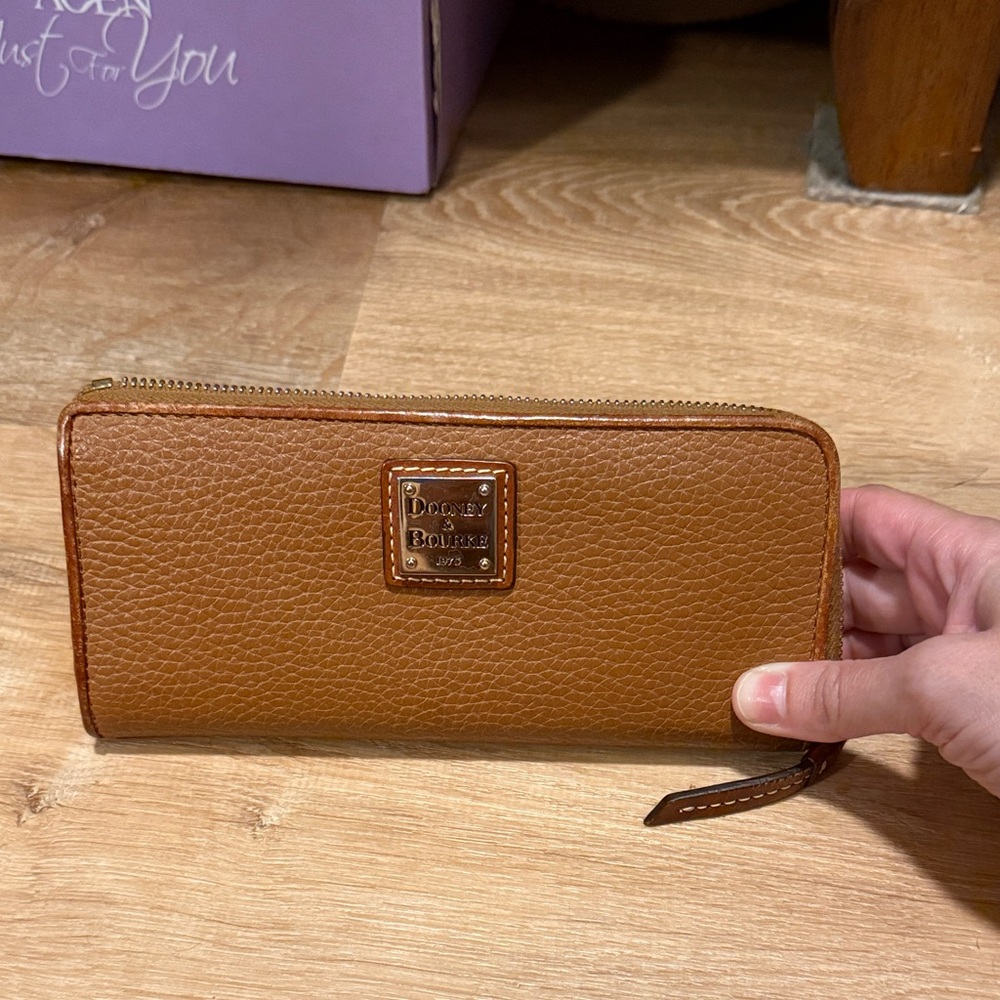 Dooney & Bourke Tan Leather Zip Wallet